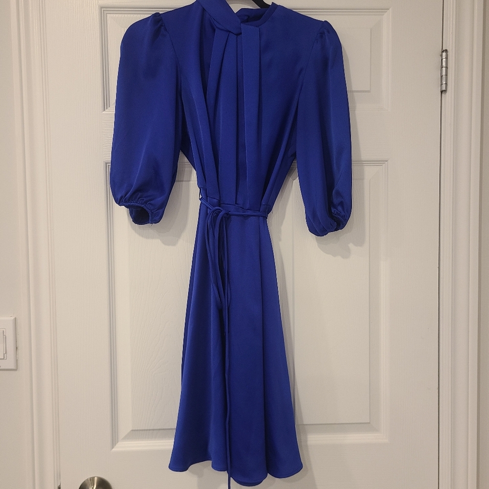 Gabby Skye Tie Fit&Flare Royal Blue Dress
